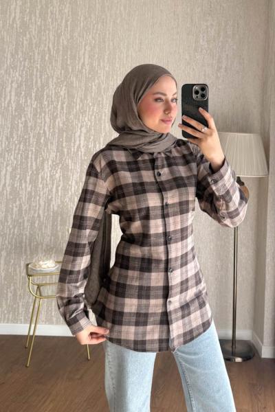 Amire Kaşe Bağmalı Tunik Kahverengi