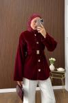 Kemerli Fox Ceket Bordo