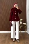 Kemerli Fox Ceket Bordo