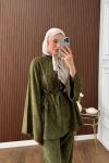 Casual Pantolonlu Kadife Takım Yeşil
