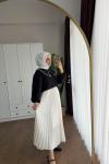 İnci Yakalı Kısa Gömlek Siyah