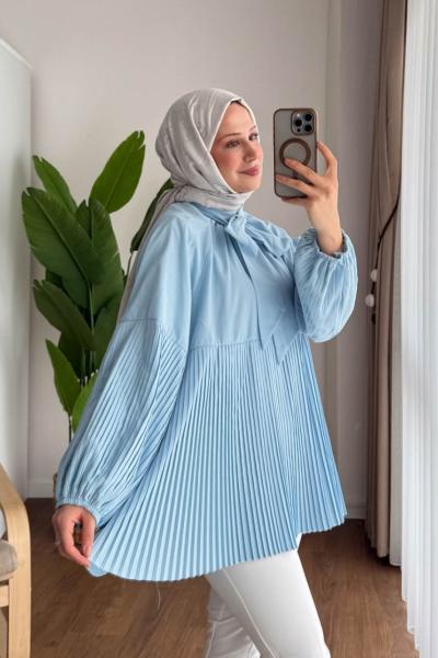 Piliseli Salaş Tunik Bebe Mavisi