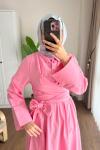 Lara Bağlamalı Elbise Pembe