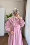 Lupe Poplin Elbise Pembe