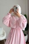 Dora Müslin Elbise  Pembe