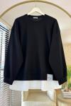 Eteği Piliseli Oversize Tunik  Siyah