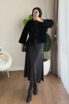 İki bağlamalı Fox Kimono Siyah