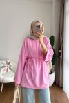 Bisiklet Yaka Yırtmaçlı Tunik Pembe