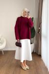 Oversize Bisiklet Yaka Kazak Bordo