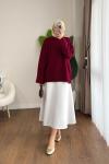 Oversize Bisiklet Yaka Kazak Bordo