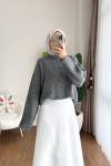 Oversize Bisiklet Yaka Kazak Antrasit