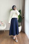 Oversize Bisiklet Yaka Kazak Krem