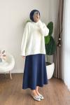 Oversize Bisiklet Yaka Kazak Krem