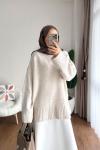 Oversize Bisiklet Yaka Kazak Bej