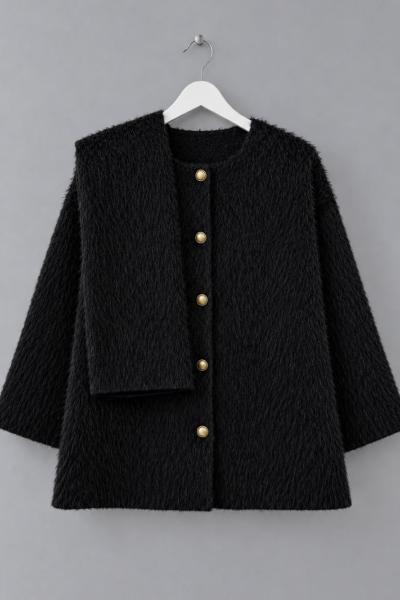 Atkılı Maxmara Ceket Siyah
