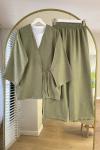 Vegas Kimono Keten Takım  Mint Yeşili